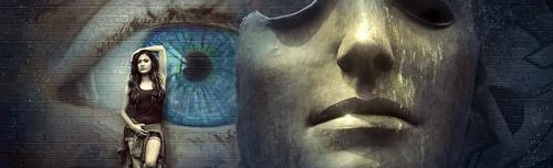 Gesichter und Augen mit einer Frau